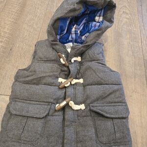 GAP Gray Hooded Kids Vest with Blue Lining